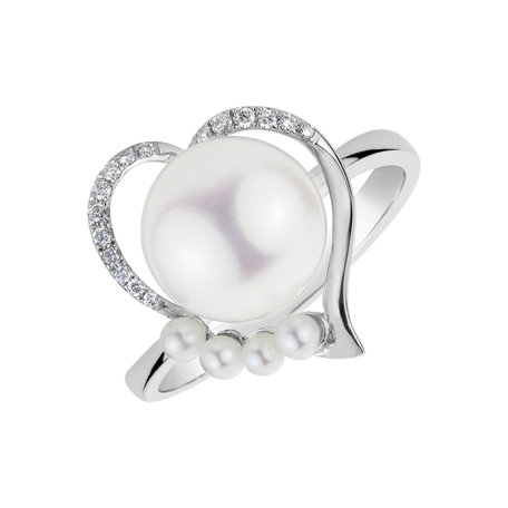 Prsteň s perlami a diamantmi Pearl Love