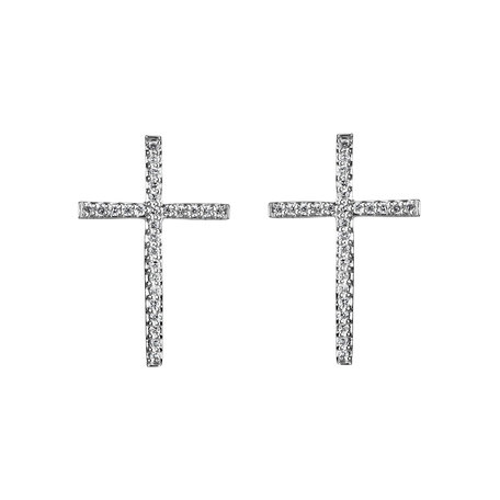 Náušnice s diamantmi Shimmering Cross