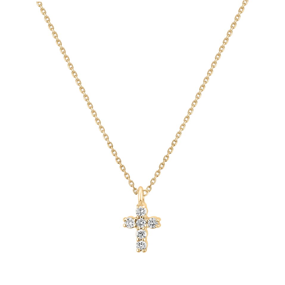 Náhrdelník s diamantmi Glossy Cross