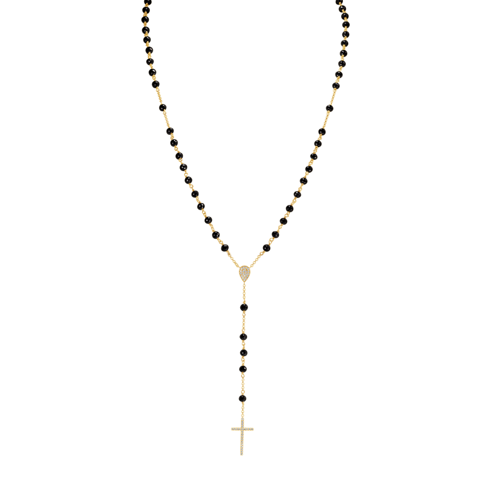 Náhrdelník s čiernymi diamantmi Elegant Cross