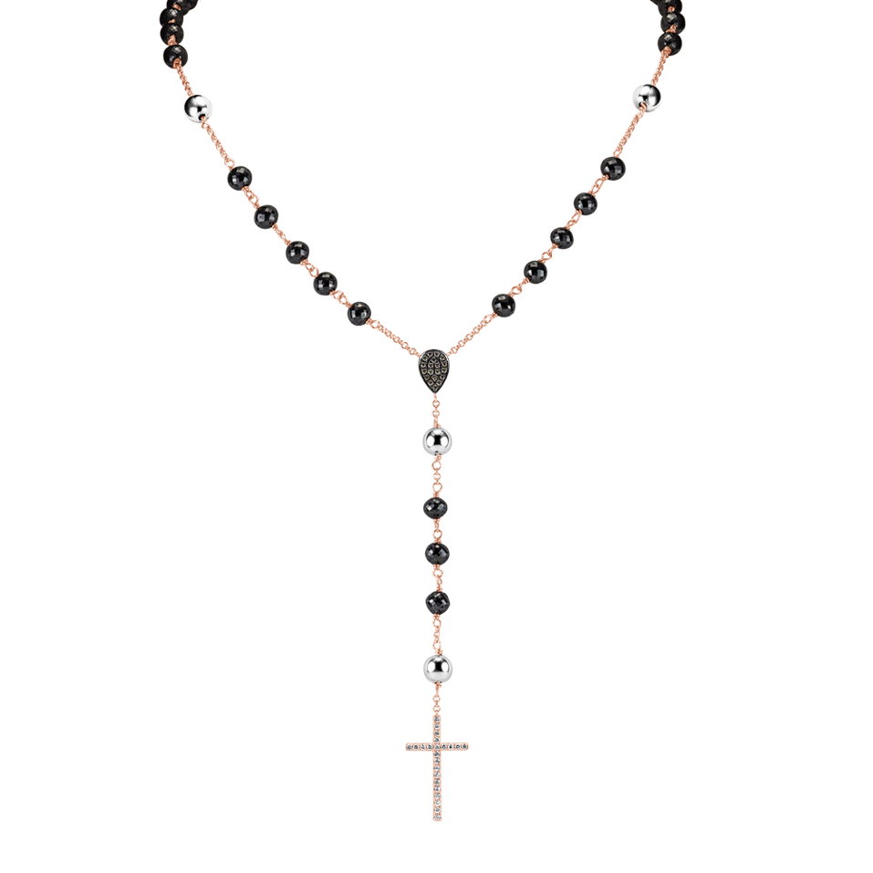 Náhrdelník s čiernymi diamantmi Elegant Cross