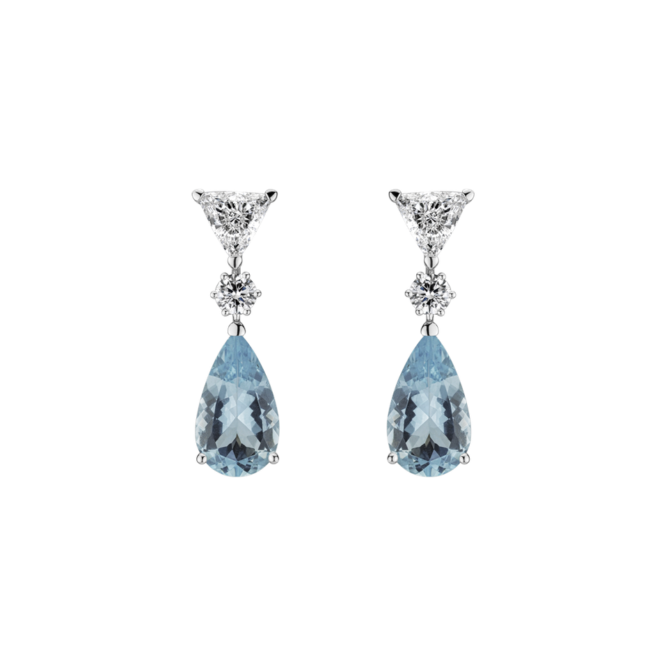 Náušnice s akvamarínom a diamantmi Aquamarine Tears