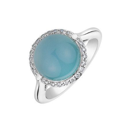 Prsteň s chalcedonom a diamantmi Turquoise