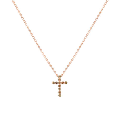 Přívěsok s hnedými diamantmi Luxury Cross