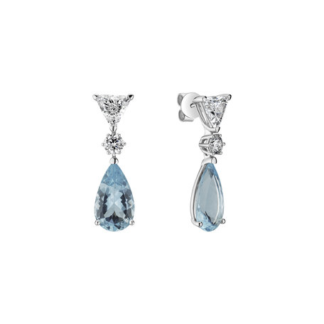 Náušnice s akvamarínom a diamantmi Aquamarine Tears