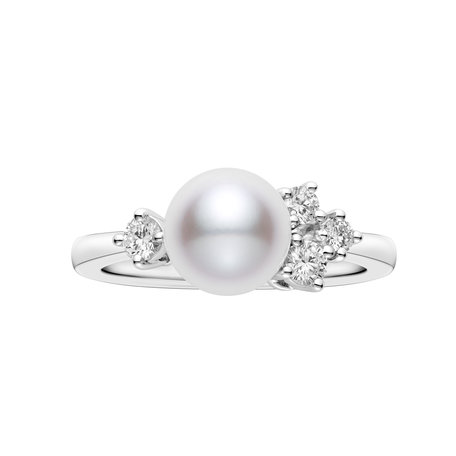 Diamond ring with sea pearl Akoya Classic Elegance