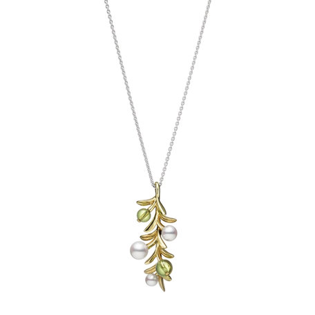 Náhrdelník s peridotmi a perlami Olive necklace