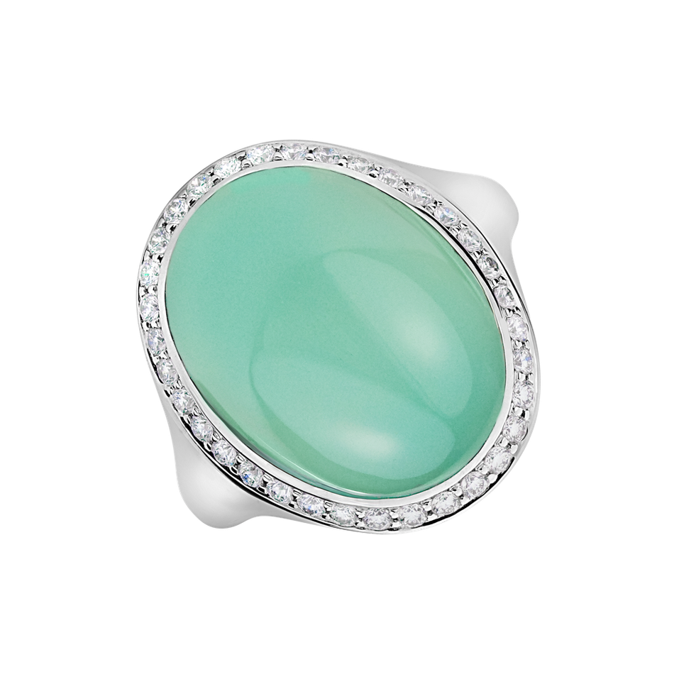 Prsteň s chalcedonom a diamantmi Gem Sparkle