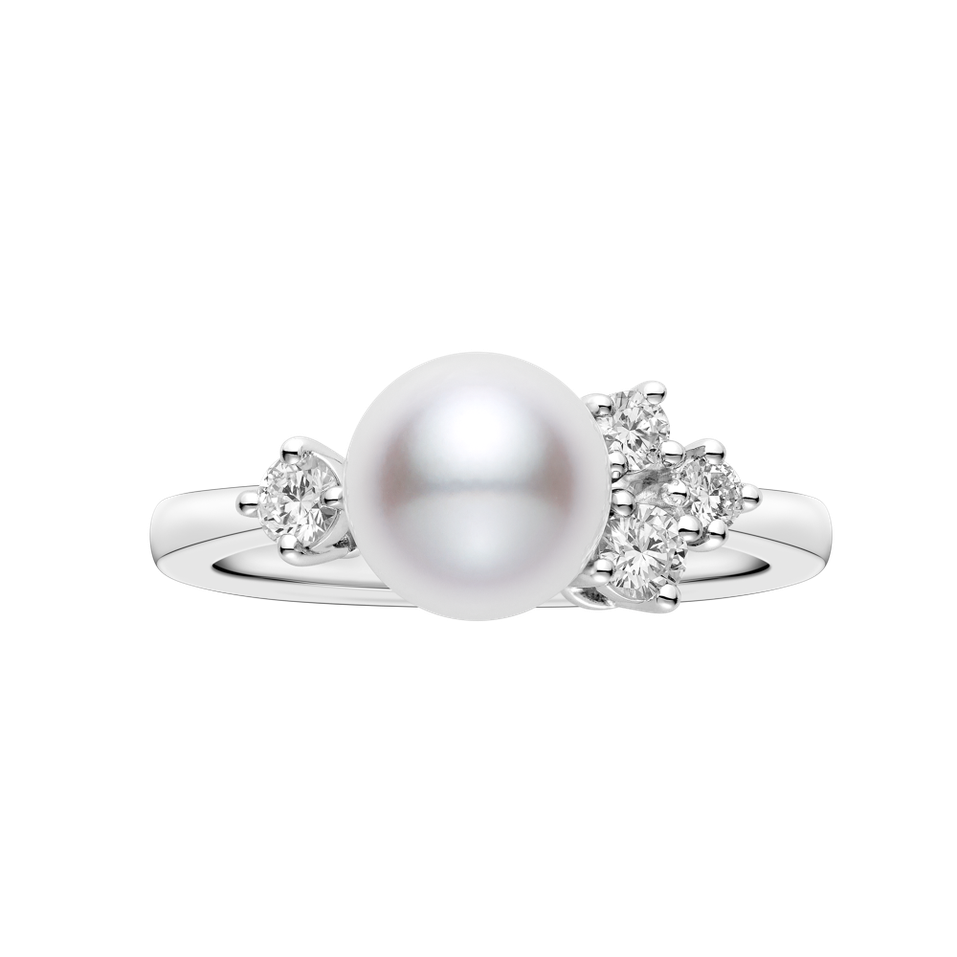 Diamond ring with sea pearl Akoya Classic Elegance