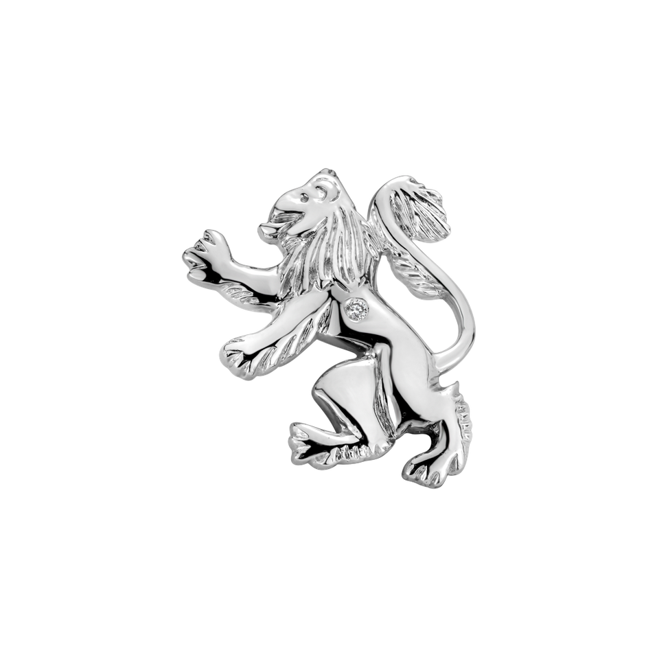 Brošňa s diamantom Heraldic Lion