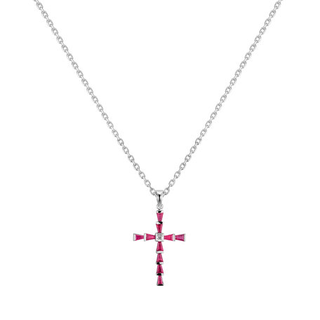 Přívěsok s diamantom a rubínmi Cross of Hope