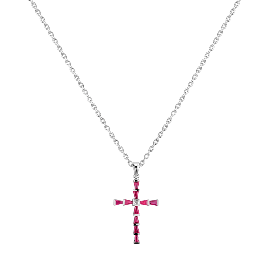 Přívěsok s diamantom a rubínmi Cross of Hope